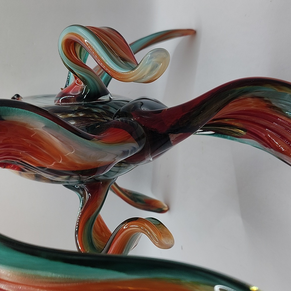 Hudson Glass Company Gorgeous Large Angel Fish Blown Glass Sculpture 14"L x 12"H - Picture 9 of 9